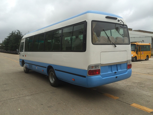 ডিজেল কোচ কোস্টার বাস 30 আসনের ভ্যান বাস 140hp ম্যানুয়াল ট্রান্সমিশন এয়ার কন্ডিশন রেফ্রিজারেটর